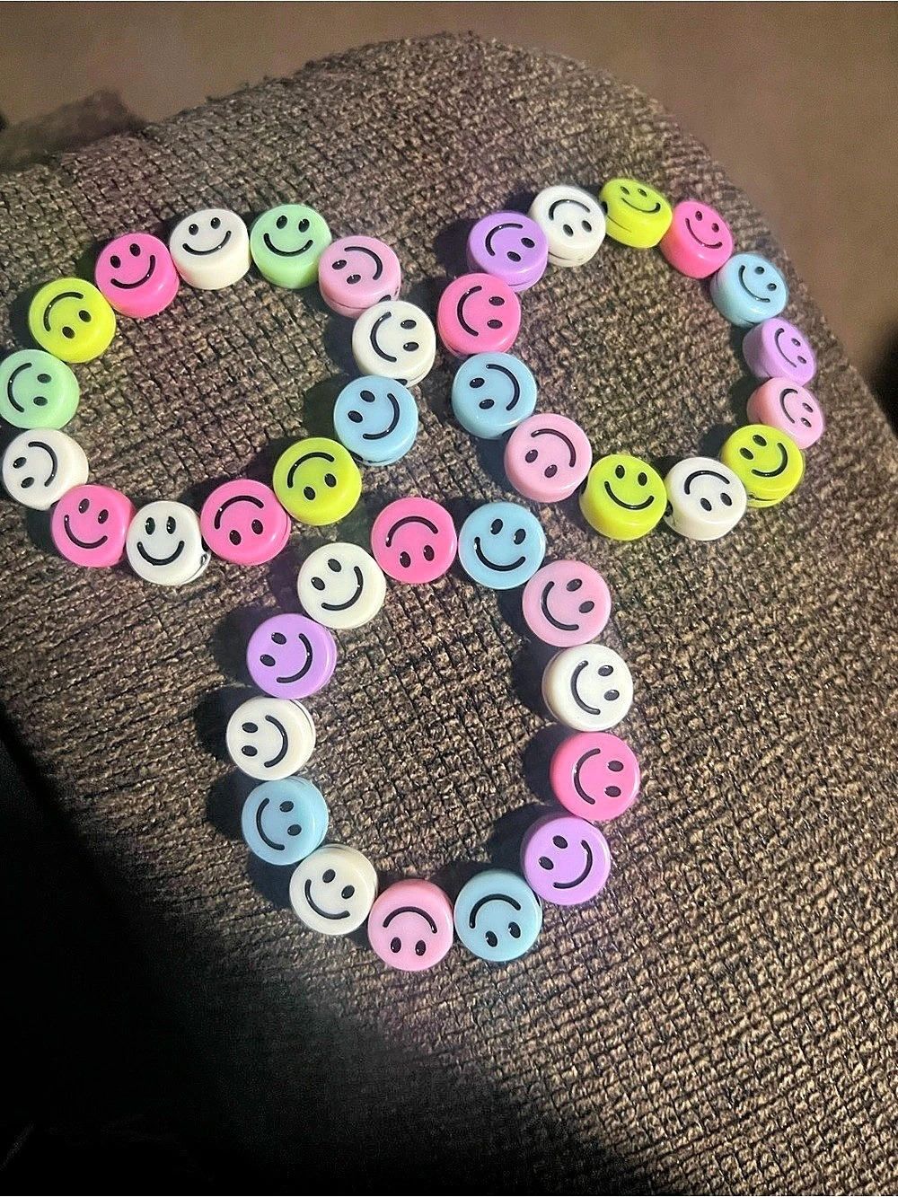 Colorful Smiley Face Beaded Bracelet stretchy bracelet B294